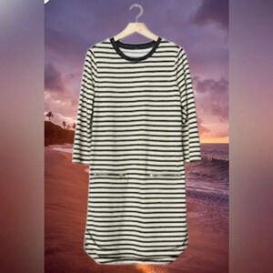 Gap Women’s Small Striped Zip Pockets Shirttail‎ Dress Nautical Preppy Coastal